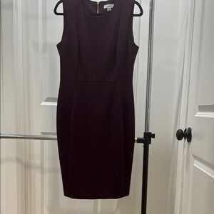 Calvin Klein Purple Sheath Midi Dress Scoop Neck Sleeveless